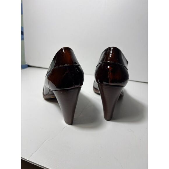 Cole Haan Nike Air Penny loafers size 9.5 Brown Caramel Stacked Heel Pump classy - Picture 5 of 6